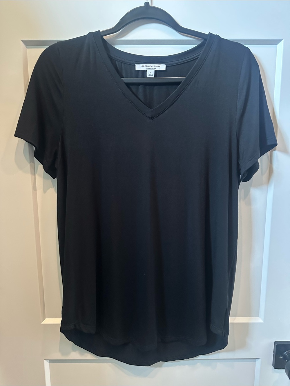Green Envelope black v neck tee medium